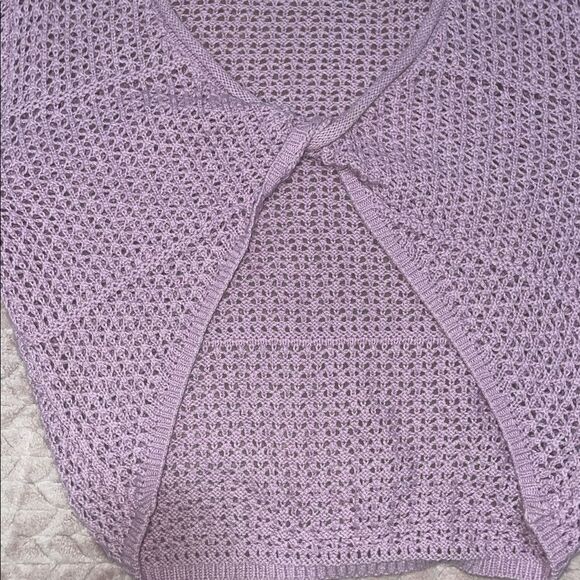 Pink Rose Women's Lavender Open Weave Crop Pullover Top - Picture 3 of 5